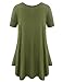 BELAROI Womens Basic Solid Loose Fit Short Sleeve Tunic T Shirt (1X, Army Green)