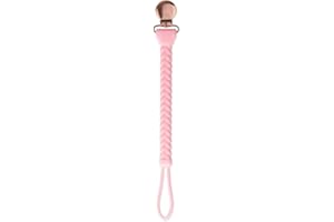 Itzy Ritzy Silicone Pacifier Clip; 100% Silicone Pacifier Strap with Clip Keeps Pacifiers, Teethers & Small Toys in Place; Features Cute Braid Detailing and Silicone Cord, Pink with Rose Gold Clip