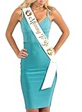 Dulcet Downtown White Satin Baby Shower Sash - Mommy to Be, White, Size One Size