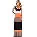 Tenworld Women Boho Spaghetti Strap Splicing Stripes Long Maxi Dress Party Dress (M = US 6)