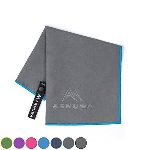 Microfiber Sport Travel Towel Quick Dry Ultra Absorbent Compact Antibacterial, Gray/Blue XS
