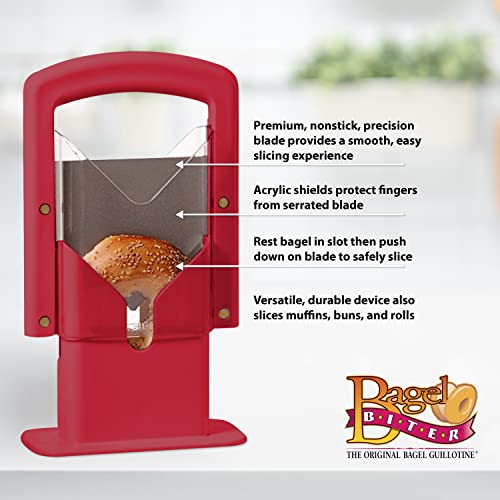Hoan The Original Bagel Guillotine Universal Slicer, 9.25Inch, Red