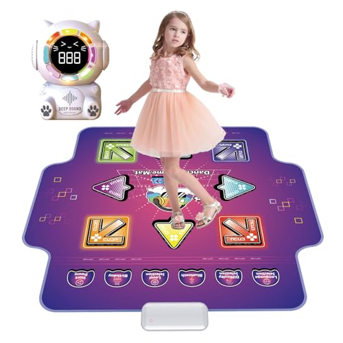 Mostop Dance Mat for Kids - Rechargeable Electronic Dance Pad with 8 Light-Up Keys & Cordless Bluetooth, Dancing Game Mat with 5 Game Modes, Girls Toys Music Games for Kids Ages 3-12