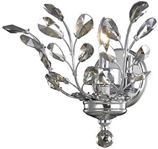 Elegant Lighting Orchid Collection 1-Light Wall Sconce with Golden Teak Royal Cut Crystals, Chrome Finish