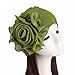 Womens Great Hats,Women Ladies Retro Big Flowers Hat Turban Brim Hat Cap Pile (Army Green, Large)