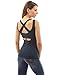 PattyBoutik Women Crewneck Criss-Cross Keyhole Back Tank Top (Teal Medium)
