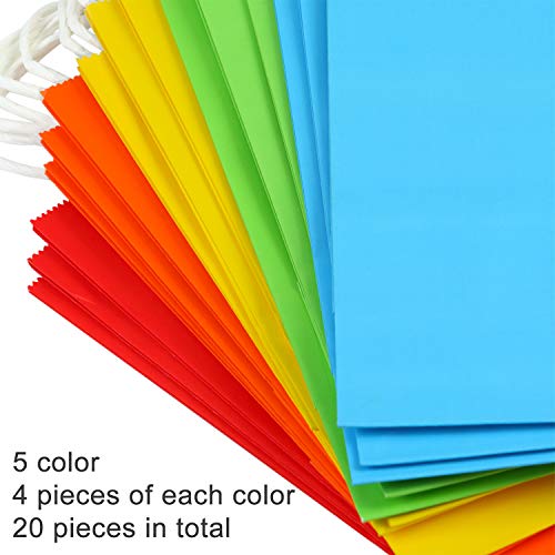 Coobey 20 Pieces Kraft Paper Bags Party with 25 Sheets Tissue Paper for Birthday, Wedding, Tea Partyand Party Celebrations