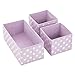 mDesign Fabric Drawer Divider Organizer Bin, Nursery/Bedroom Dresser, Closet, Shelf, Playroom Organization, Hold Clothes, Toys, Diapers, Bibs, Set of 3, 2 Pack, Wisteria Purple/White
