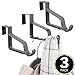 mDesign Modern Over Door Valet Hook - Multi Hanging Storage Garment Organizer Hanger Rack - Single Hooks for Coat, Hoodies, Hat, Scarves, Purse, Belt, and Bath Robe - 3 Pack - Charcoal Gray