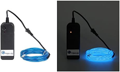 Oweisong Ultra Brightness 3M 9ft 3V EL Wire Rope Lights, Decoration Flexible Neon String Light, Glowing/Strobing Electroluminescent LED Strips Blue Colors