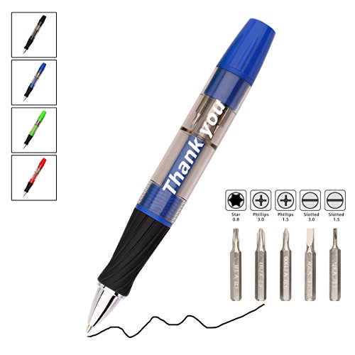 Handy 7 in 1 multipurpose tool pen with pocket 5 bits s…
