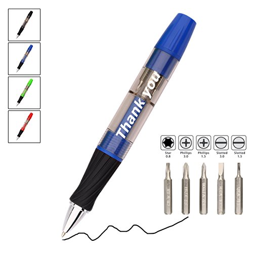 Handy 7 in 1 Multipurpose Tool Pen With Pocket 5 bits Screwdriver and Light, Printed 