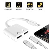 Headphone Jack Adapter for iPhone X Dual Headphone Jack Audio Charger Splitter Dongle Adapter for iPhone Xs iPhone 8/8plus iPhone 7/7plus [Audio+Charge+Volume Control+Call] Support iOS 11 or Higher