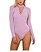 OLUOLIN Women's One-Piece Sexy Lace up Body Tops Bodysuit Leotard Purple S