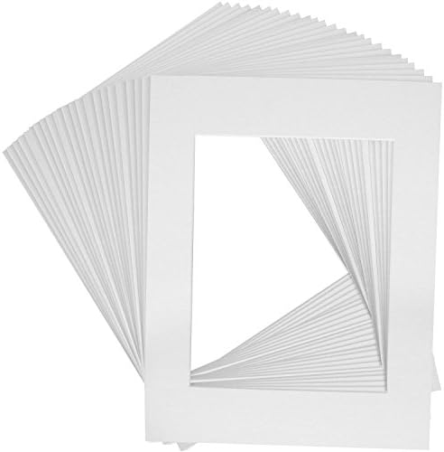 Mat Board Center Premier Crescent Acid-Free Pre-Cut 8x10 White Picture Mat Sets. Includes a Pack of 10 White Core Bevel Cut Matte for 5x7 Photos, Pack of 10 Backers & 10 Clear Bags