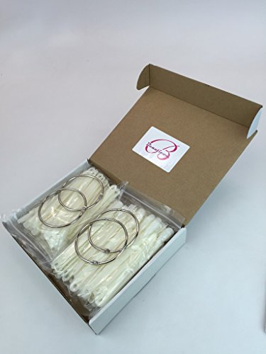 Beauticom 200 Natural Acrylic False Tip Sticks with Metal Ring Holders Fan-Shaped Nail Art Display Chart Practice Tips Tool - 200 Tips