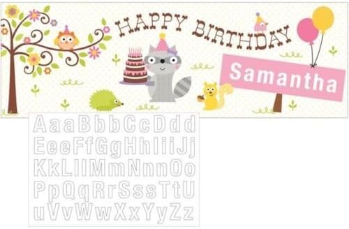 Happi Woodland Girl Happy Birthday Giant Banner with Stickers to Personalise by Happi Woodland Girl