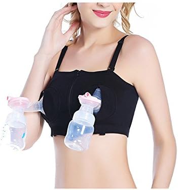Hands-Free Maternity Nursing Bra for Breastfeeding - Comfortable &amp; Pumping Bra - Fashion Breast pump Bra, Black (Medium, Black)