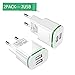 European Plug Adapter,Capkit Universal 2-Pack Dual Port LED Europe USB Charger Plug Travel Power Adapter for iPhone X 8/7/6/6S Plus 5S,iPad,Samsung Galaxy S8 S9 S10 Plus S7/S6 Edge, HTC, LG and More