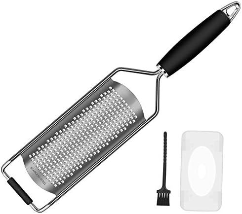 Kafflatus Lemon Zester Cheese Fine Grater, Stainless Steel Sharp Blade Grater, with Safe Storage Cover Non-slip Handle, Shredder for Citrus, Ginger, Nutmeg, Chocolate, Parmensan, Nuts, Onion, Carrots