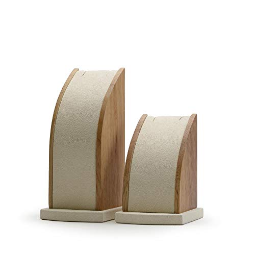 Oirlv 2Pcs/Lot Solid Wood Long Chain Necklace Pendant Bracelet Stand Retail Stores/Trade Shows Showcase Display Jewelry Holder Exquisite Decorative Props (Creamy-White Curved)