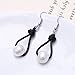 White Pearl Dangle Earrings on Genuine Leather Cord Hook Drop Bohemian Jewelry for Women Black