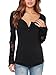 SunWard(TM) Women Sexy Backless Net Yarn Splice Long Sleeve Shirt (Large, Black)