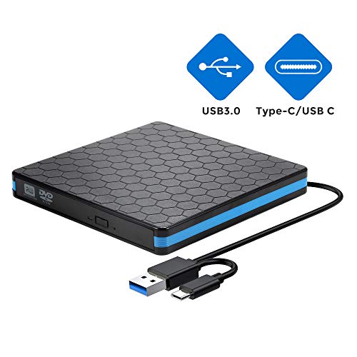External CD Drive, Optical Drive with USB3.0 & Type-C for VCD/DVD/CD -ROM/ -R/ +R /-RW, CD Burner/Reader/Writer for Laptop/PC/Desktop/MacBook, Suitable for Windows/Linux/MAC OS [Not for Chromebook] - Thumbnail 7
