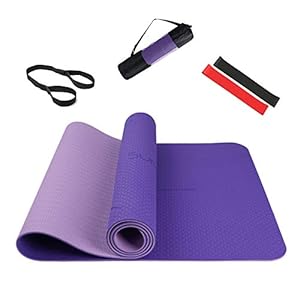 Summer Mae Yogamat, gymnastiekmat, fitnessmat, tweekleurig, gevoerd en antislip, met oriëntatielijn voor fitness, 183 x…