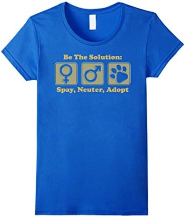 Women's Cat T-shirt , Be the Solution Spay, Neuter, Adopt Medium Royal Blue