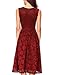 Noctflos Women's Red Lace Midi Cocktail Evening Dress for Wedding Guest Mother of The Bride