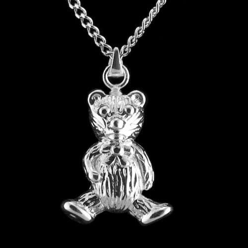 Sterling Silver Teddy Bear Pendant Cremation Jewelry