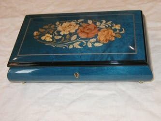 Made In Italy Sorrento High Gloss Royal Blue color jewelry music box - Clair De Lune (Sankyo 18 Notes)