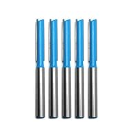 Rannb Straight Router Bit Double Flutes for Woodworking 1/4" Shank Dia 1/4" Cutting Dia - Pack of 5