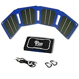 Solar Charger Portable Pocket for Camping, Fishing, 4 Foldable Solar Panels, Solar Phone Charger and Solar Battery Chargers with USB for Electronic Devices, 6.8W, Waterproof ETFE 15 to 20 Year Life