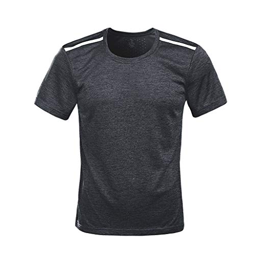 iYBUIA Men's Sport Fast-Dry O-Neck T-Shirt Fitness Breathable Top Blouse