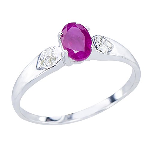 Natural Rare African Rich Red Ruby Gemstone 9k White Gold Diamond Promise Ring