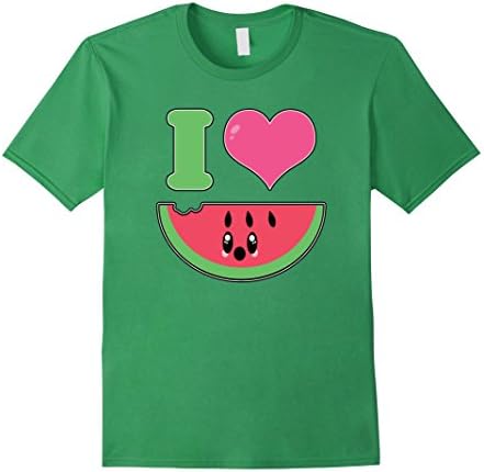 Mens Cute I Heart Love Watermelon Kawaii T-Shirt 2XL Grass
