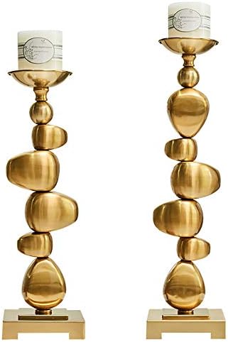 Hzw 2 Pcs Gold Candlestick Holders Tall Pillar Candle Holders Candelabras Kitchen Table Decorative Candle Stand For Dinning Wedding Christmas Party