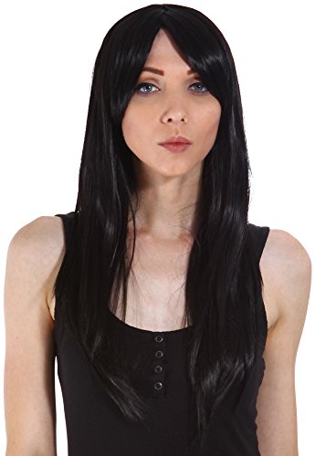Simplicity Women Fashion Black Long Natural Straight Full Hair Cosplay Wigs