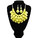 Women's Choker Acrylic Candy Color Multilayer Pendant Statement Necklace Earrings Set (Yellow)