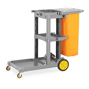ulsonix UNICLEAN 13 Cleaning Janitoriale Hotel Trolley Cart (Laundry Bag Geel, Deksel, Plastic, 3 Niveaus)
