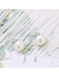 Pendientes de tuerca de plata de ley 925 AAAA+ de Rugewelry, seleccionados a mano, perlas cultivadas en agua dulce, para mujeres y niñas