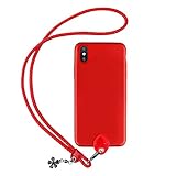 pzoz Case Compatible iPhone X Case, Slim Silicone Lanyard Case Cover Holder Long Hanging Neck Wrist Strap Outdoors Travel Necklace Compatible iPhone X (Red)