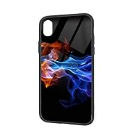 Diemeouk Fire Vs Ice Smoke iPhone XR TPU Glass Case,Anti-Scratch Shock Absorption Cover Case,Full-Body Protective Cover Case for Boys Girls