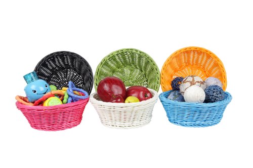 Colorbasket 31117-107 Round Food Basket, Water Resistant, Microwave Safe, BPA Free, White, Set of 3