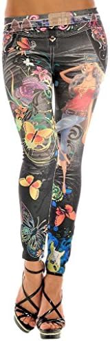 Womens Ankle Length Seamless Footless Design Leggings Blue One Size
