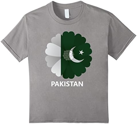 unisex-child Logiamerch: Pakistan Flag Flower T-Shirt 12 Slate