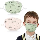 KISSBUTY 2 Pack Kids Mouth Mask Adjustable Anti Dust Face Mouth Mask, Cartoon Pattern 3 Layers Gauze Cotton Face Mask for Camping Travel, Children 0 to 3 Years, Random Patterns (2)