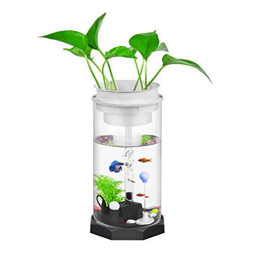 EBlife New Technology for Lighting Aquariums LED Ecological Aquarium with UV Light Fengshui Geomantic Ecological Fish Tank for Desk Office Table Living Room Bedroom Home Decor